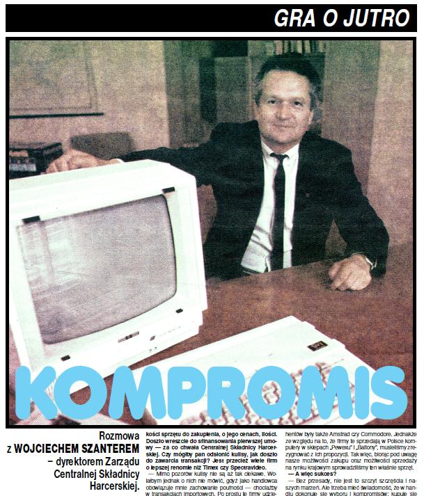 Wywiad „Gra o jutro / Kompromis" (Bajtek 11/86) – mężczyzna przy komputerze