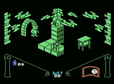Ekran gry na MSX z zieloną grafiką wektorową